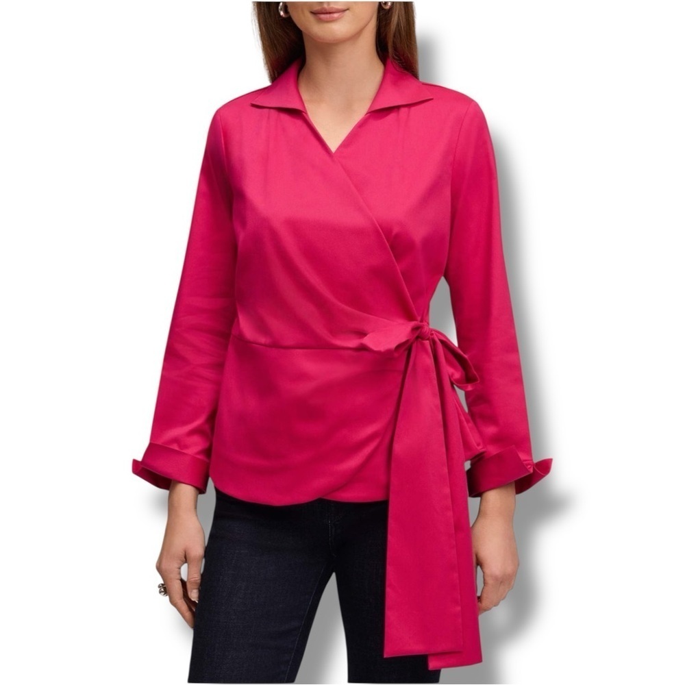 Foxcroft Salina Stretch Cotton Blend Stretch Shirt - Ruby Pink Xl (14-16)
